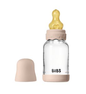 BIBS - Blush Стеклянная бутылочка с латексной соской, медленный поток 120 мл  5019244