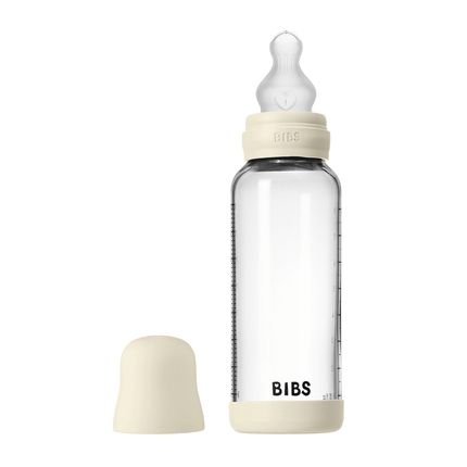 BIBS - Ivory Стеклянная бутылочка с силиконовой соской, средний поток 240 мл. 50201216