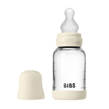 BIBS - Ivory Стеклянная бутылочка с силиконовой соской, медленный поток 120 мл. 50191216 BIBS - Ivory Стеклянная бутылочка с силиконовой соской, медленный поток 120 мл. 50191216