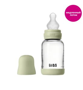 BIBS - Sage Стеклянная бутылочка с силиконовой соской, медленный поток 120 мл 50191250 BIBS - Sage Стеклянная бутылочка с силиконовой соской, медленный поток 120 мл 50191250