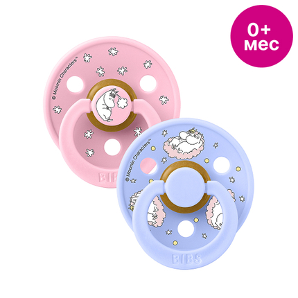 BIBS x Moomin Colour Набор пустышек латексных, 2 шт. Dreaming - Baby Pink/Hush mix, 0+ мес. 11033101