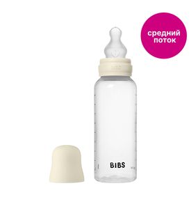 BIBS Бутылочка с силиконовой соской, средний поток 270 мл. Ivory