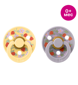 BIBS Набор пустышек латексных Liberty Colour, 2 шт. - Strawberries - Pale Butter M, 0+ мес. 11019101 BIBS Набор пустышек латексных Liberty Colour, 2 шт. - Strawberries - Pale Butter M, 0+ мес. 11019101