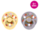 BIBS Набор пустышек латексных Liberty Colour, 2 шт. - Strawberries - Pale Butter M, 0+ мес. 11019101