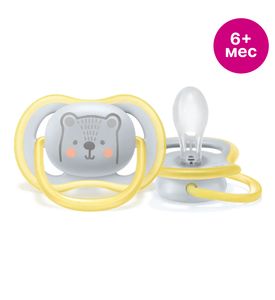 Philips Avent Пустышка силиконовая Ultra Air декор Мишка, 6-18 мес.(уп. 1 шт.), универсальная SCF086/76