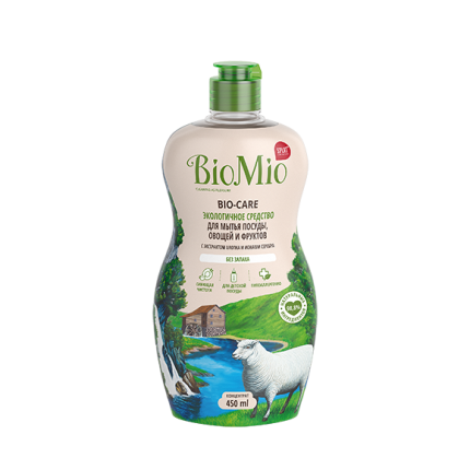 BioMio BIO-CAREСредство для мытья посуды, овощей и фруктов с экст ХЛОПКА и ионами СЕРЕБРА  450 м
