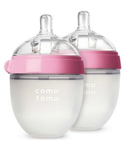 Набор бутылочек для кормления COMOTOMO, цвет розовый (150 мл.)