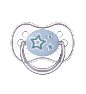 CANPOL Пустышка симметричная силиконовая, 6-18 Newborn baby, цвет: голубой 22/581