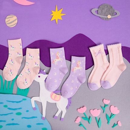 Caramella Набор детских носков «Звёздный единорог» в мягкой упаковке, 3 пары