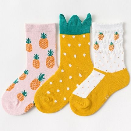 Caramella Набор детских носков «Ананасы» в мягкой упаковке, 3 пары