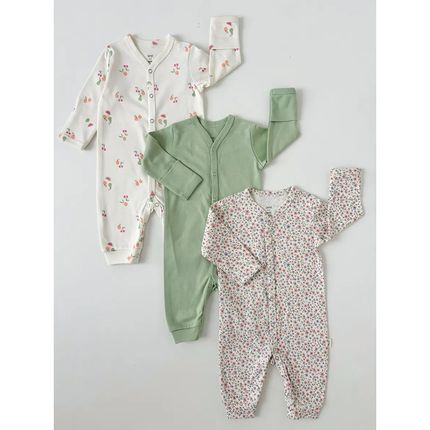 Carrot 10002285 Набор из трех комбинезонов "Фрукты" с манжетом (зелёный) Carrot 10002285 Набор из трех комбинезонов "Фрукты" с манжетом (зелёный)