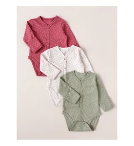 Carrot 10002371 Набор из трех боди "Цветочек-горошек" застёжка спереди (бордовый)