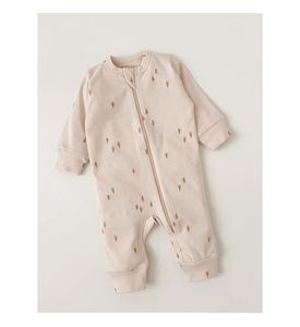 Carrot 10002270 Комбинезон нательный "Бежевые ёлочки" с манжетом (молочный)