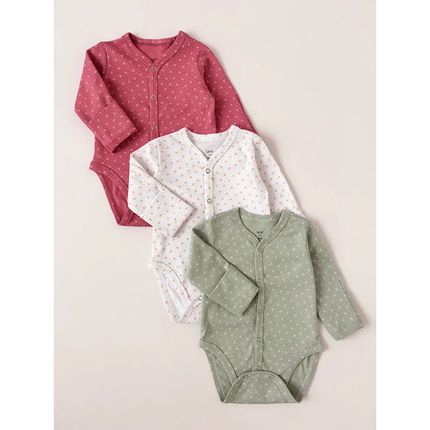 Carrot 10002371 Набор из трех боди "Цветочек-горошек" застёжка спереди (бордовый)