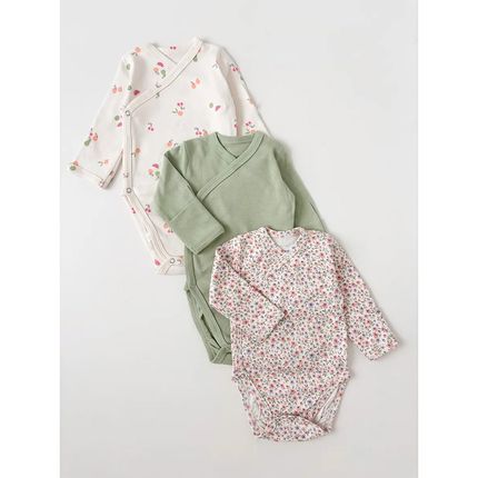 Carrot 10002272 Набор из трех боди-кимоно "Фрукты" (зелёный)