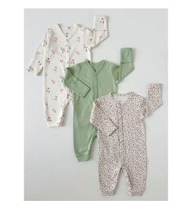 Carrot 10002285 Набор из трех комбинезонов "Фрукты" с манжетом (зелёный)