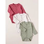 Carrot 10002371 Набор из трех боди "Цветочек-горошек" застёжка спереди (бордовый)