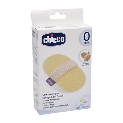 Chicco Губка-рукавичка Baby Moments д/купания ребенка с карманом для мыла,0мес.