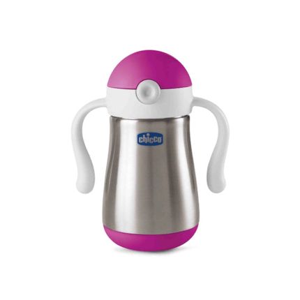 CHICCO Чашка-поильник Power Cup (трубочка), 1 шт., 18мес+, 237 мл., цвет розовый