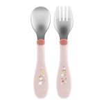 CHICCO Набор столовых приборов Metal Cutlery 18м+ (ложка, вилка), розовый