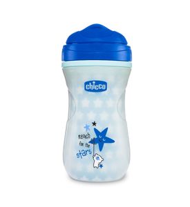 CHICCO Чашка-поильник Shiny Cup (носик ободок), 1шт., 14мес+, 266 мл., цвет голубой