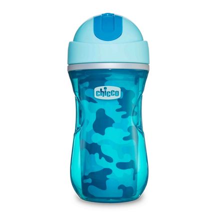 CHICCO Чашка-поильник Sport Cup (трубочка), 1 шт., 14мес+, 266 мл., цвет голубой NEW