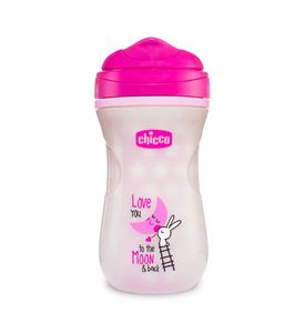 CHICCO Чашка-поильник Shiny Cup (носик ободок), 1шт., 14мес+, 266 мл., цвет розовый
