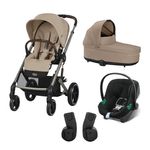 Детская коляска Cybex Balios S Lux BLK 3 в 1, Almond Beige, Aton B2 i-Size, дожд. и адапт. 2шт