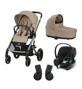 Детская коляска Cybex Balios S Lux BLK 3 в 1, Almond Beige, Aton B2 i-Size, дожд. и адапт. 2шт