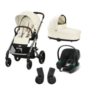 Детская коляска Cybex Balios S Lux BLK 3 в 1, Seashell Beige, Aton B2 i-Size, дожд. и адапт. 2шт