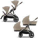 Детская коляска для двойни 2 в 1 Cybex Gazelle S TPE Almond Beige с корзиной и дождевиком