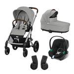 Детская коляска Cybex Balios S Lux BLK 3 в 1, Stone Grey, Aton B2 i-Size, дожд. и адапт. 2шт