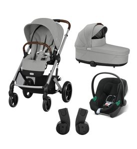 Детская коляска Cybex Balios S Lux BLK 3 в 1, Stone Grey, Aton B2 i-Size, дожд. и адапт. 2шт