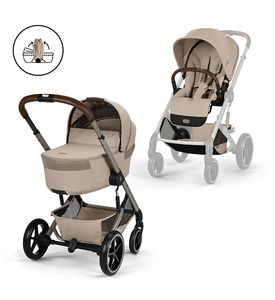 Детская коляска Cybex Balios S Lux TPE 2 в 1 Almond Beige, спальный блок Fold Cot и дождевик Детская коляска Cybex Balios S Lux TPE 2 в 1 Almond Beige, спальный блок Fold Cot и дождевик
