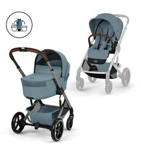 Детская коляска Cybex Balios S Lux TPE 2 в 1 Stormy Blue, спальный блок Fold Cot и дождевик