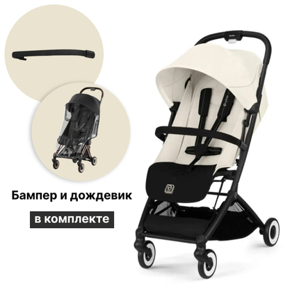 Детская коляска Orfeo BLK Canvas White с дождевиком и бампером
