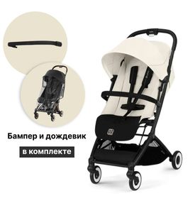 Детская коляска Orfeo BLK Canvas White с дождевиком и бампером