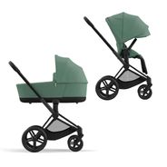 Детская коляска Cybex Priam IV Matt Black 2 в 1 со спальным блоком Leaf Green