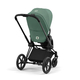 Детская коляска Cybex Priam IV Matt Black 2 в 1 со спальным блоком Leaf Green