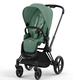 Детская коляска Cybex Priam IV Matt Black 2 в 1 со спальным блоком Leaf Green