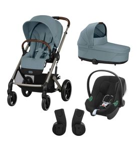 Детская коляска Cybex Balios S Lux BLK 3 в 1, Stormy Blue, Aton B2 i-Size, дожд. и адапт. 2шт