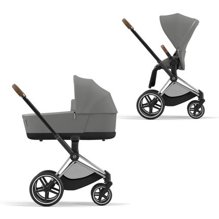 Детская коляска Cybex Priam IV Chrome Brown 2 в 1 со спальным блоком Mirage Grey