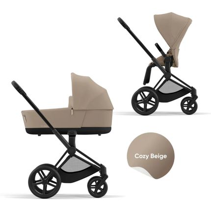 Детская коляска Cybex Priam IV Matt Black 2 в 1 со спальным блоком Cozy Beige