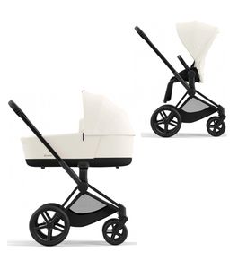 Детская коляска Cybex Priam IV Matt Black 2 в 1 со спальным блоком Off White