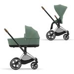 Детская коляска Cybex Priam IV Chrome Brown 2 в 1 со спальным блоком Leaf Green