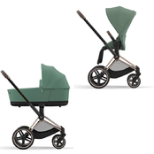 Детская коляска Cybex Priam IV Rosegold 2 в 1 со спальным блоком Leaf Green