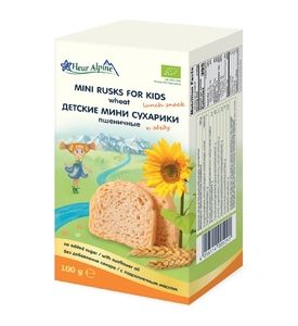 Fleur Alpine - сухарики детские Органик пшеничные мини, с 3-х лет, 100 гр.
