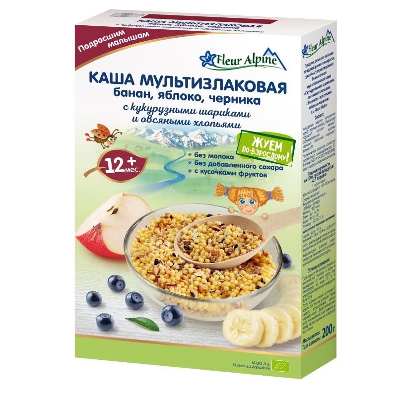 Fleur Alpine Каша кукурузная на козьем молоке детская, с пребиотиками, с 5 месяцев, 200 г