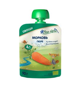 Пюре Fleur Alpine Organic морковь, пауч, 90гр