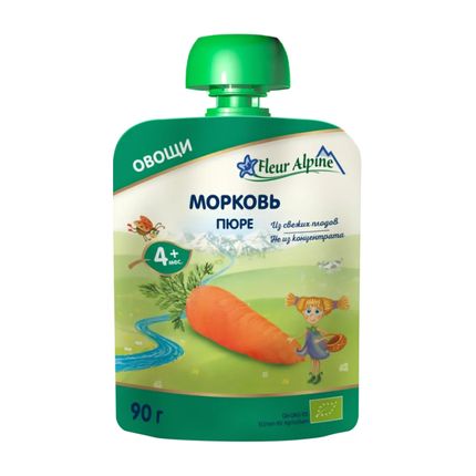Пюре Fleur Alpine Organic морковь, пауч, 90гр